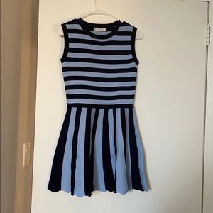 A-Line Navy Striped Bandage Dress